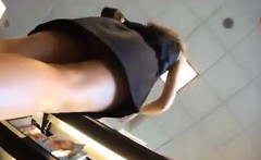 Stealthy upskirt shots in a store reveal a hot babe's nice