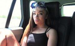 Mixed race teen hitchhiker bangs pov in car