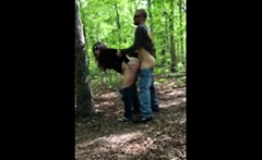 Stupid Slut gets fucked in the woods